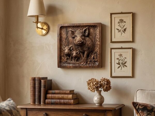 Wild Boar Family Scene
