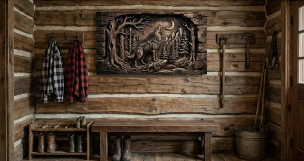 Wolf in Moonlit Relief
