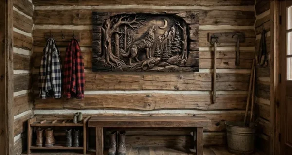 Wolf in Moonlit Relief