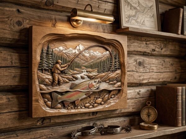 Fly Fishing Rainbow Trout 3D Relief